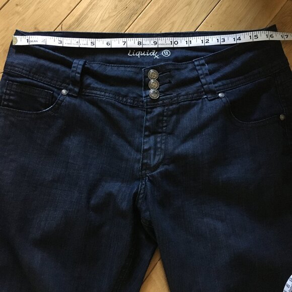 Y2K Liquid X Dark Dark Triple Button Denim Jeans - Picture 12 of 16